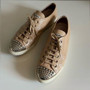 MIU MIU Studded Patent Leather Sneakers Size 39